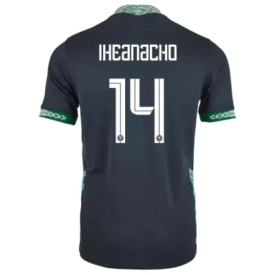 Kinder Nigerianische Fussballnationalmannschaft Kelechi Iheanacho #14 Auswärtstrikot Schwarz 2021 Trikot