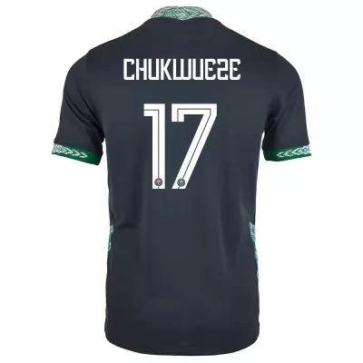 Kinder Nigerianische Fussballnationalmannschaft Samuel Chukwueze #17 Auswärtstrikot Schwarz 2021 Trikot