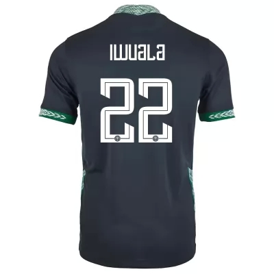 Kinder Nigerianische Fussballnationalmannschaft Anayo Iwuala #22 Auswärtstrikot Schwarz 2021 Trikot
