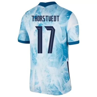 Damen Norwegische Fussballnationalmannschaft Kristian Thorstvedt #17 Auswärtstrikot Hellblau 2021 Trikot
