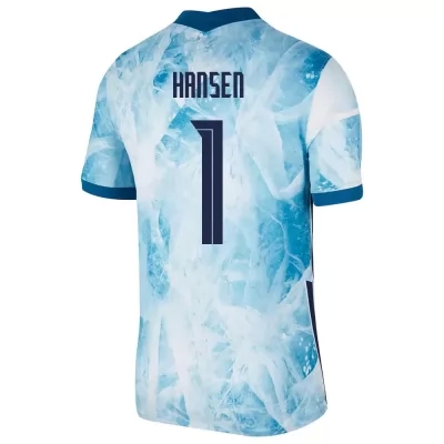 Damen Norwegische Fussballnationalmannschaft Andre Hansen #1 Auswärtstrikot Hellblau 2021 Trikot