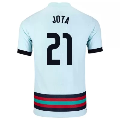 Damen Portugiesische Fussballnationalmannschaft Diogo Jota #21 Auswärtstrikot Hellblau 2021 Trikot