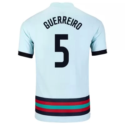Kinder Portugiesische Fussballnationalmannschaft Raphaël Guerreiro #5 Auswärtstrikot Hellblau 2021 Trikot