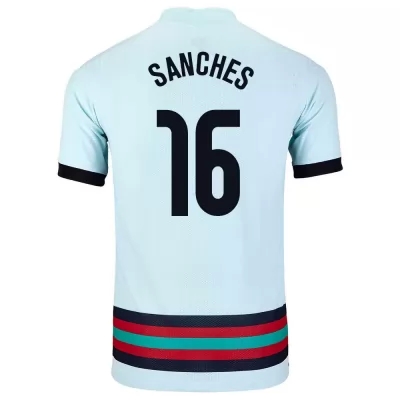 Damen Portugiesische Fussballnationalmannschaft Renato Sanches #16 Auswärtstrikot Hellblau 2021 Trikot