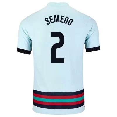 Kinder Portugiesische Fussballnationalmannschaft Nelson Semedo #2 Auswärtstrikot Hellblau 2021 Trikot