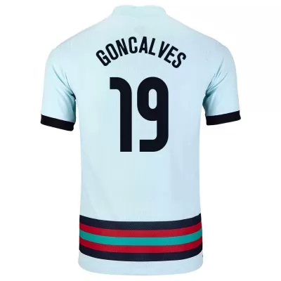 Herren Portugiesische Fussballnationalmannschaft Pedro Goncalves #19 Auswärtstrikot Hellblau 2021 Trikot