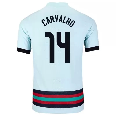 Kinder Portugiesische Fussballnationalmannschaft William Carvalho #14 Auswärtstrikot Hellblau 2021 Trikot