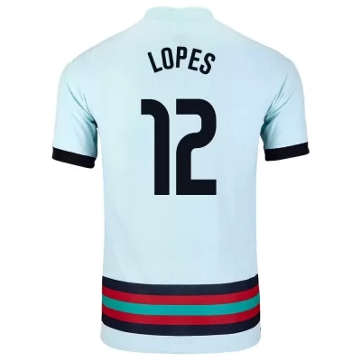 Kinder Portugiesische Fussballnationalmannschaft Anthony Lopes #12 Auswärtstrikot Hellblau 2021 Trikot