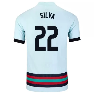 Damen Portugiesische Fussballnationalmannschaft Rui Silva #22 Auswärtstrikot Hellblau 2021 Trikot