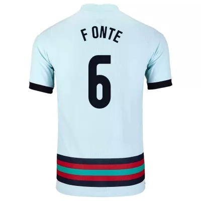 Kinder Portugiesische Fussballnationalmannschaft Jose Fonte #6 Auswärtstrikot Hellblau 2021 Trikot