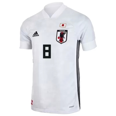 Kinder Japanische Fussballnationalmannschaft Genki Haraguchi #8 Auswärtstrikot Weiß 2021 Trikot