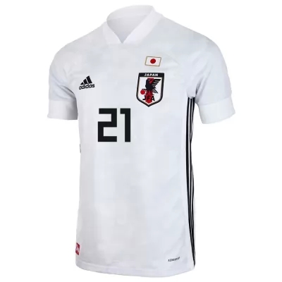Damen Japanische Fussballnationalmannschaft Hayao Kawabe #21 Auswärtstrikot Weiß 2021 Trikot