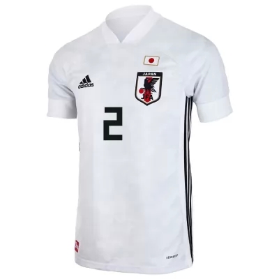 Herren Japanische Fussballnationalmannschaft Naomichi Ueda #2 Auswärtstrikot Weiß 2021 Trikot