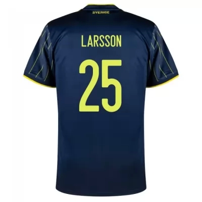 Damen Schwedische Fussballnationalmannschaft Jordan Larsson #25 Auswärtstrikot Dunkelblau 2021 Trikot