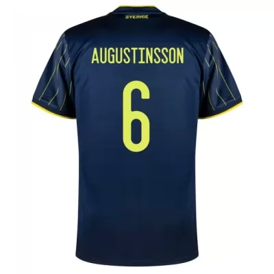 Damen Schwedische Fussballnationalmannschaft Ludwig Augustinsson #6 Auswärtstrikot Dunkelblau 2021 Trikot