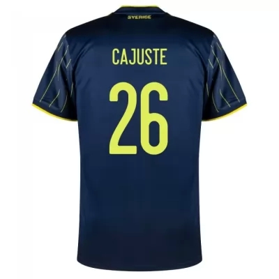 Kinder Schwedische Fussballnationalmannschaft Jens Cajuste #26 Auswärtstrikot Dunkelblau 2021 Trikot