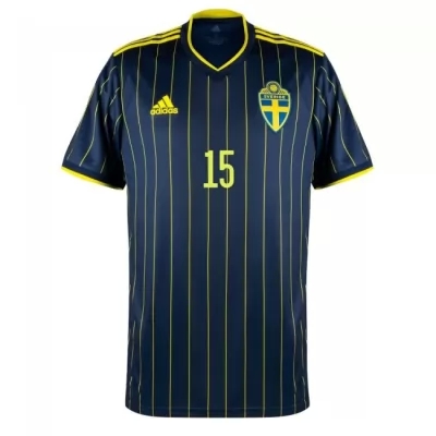 Herren Schwedische Fussballnationalmannschaft Ken Sema #15 Auswärtstrikot Dunkelblau 2021 Trikot