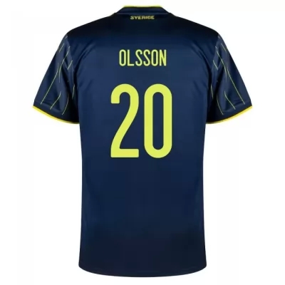Damen Schwedische Fussballnationalmannschaft Kristoffer Olsson #20 Auswärtstrikot Dunkelblau 2021 Trikot