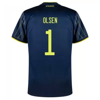 Herren Schwedische Fussballnationalmannschaft Robin Olsen #1 Auswärtstrikot Dunkelblau 2021 Trikot