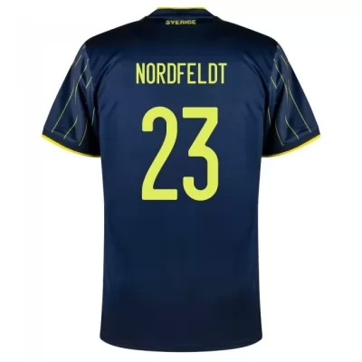 Damen Schwedische Fussballnationalmannschaft Kristoffer Nordfeldt #23 Auswärtstrikot Dunkelblau 2021 Trikot