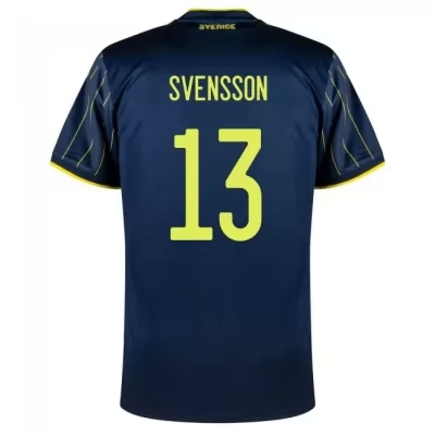Kinder Schwedische Fussballnationalmannschaft Gustav Svensson #13 Auswärtstrikot Dunkelblau 2021 Trikot