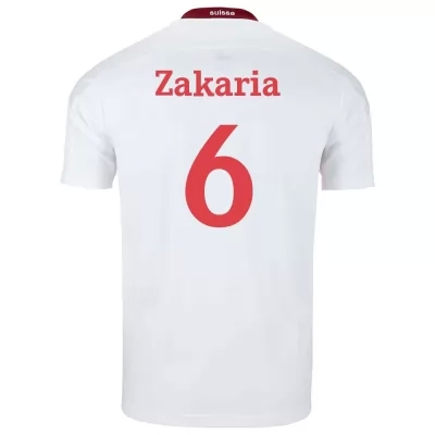 Damen Schweizer Fussballnationalmannschaft Denis Zakaria #6 Auswärtstrikot Weiß 2021 Trikot