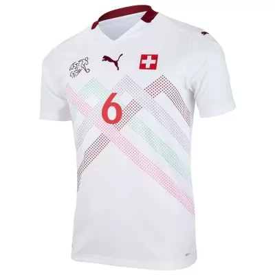 Damen Schweizer Fussballnationalmannschaft Denis Zakaria #6 Auswärtstrikot Weiß 2021 Trikot