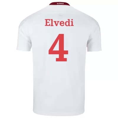 Kinder Schweizer Fussballnationalmannschaft Nico Elvedi #4 Auswärtstrikot Weiß 2021 Trikot