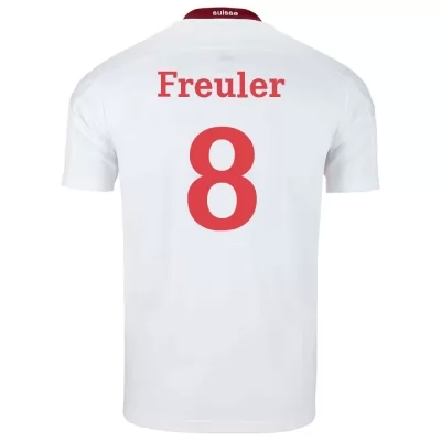 Damen Schweizer Fussballnationalmannschaft Remo Freuler #8 Auswärtstrikot Weiß 2021 Trikot