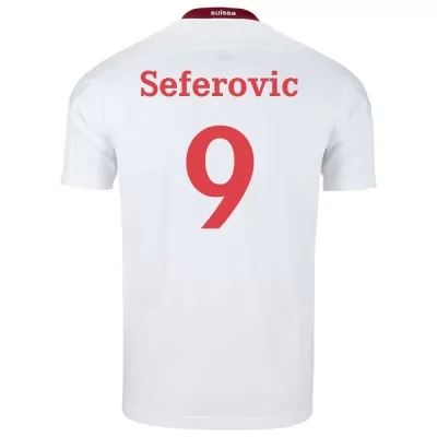 Kinder Schweizer Fussballnationalmannschaft Haris Seferovic #9 Auswärtstrikot Weiß 2021 Trikot
