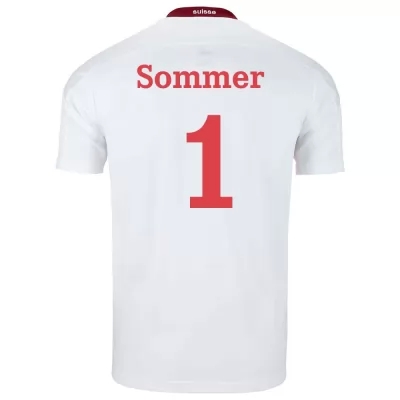 Kinder Schweizer Fussballnationalmannschaft Yann Sommer #1 Auswärtstrikot Weiß 2021 Trikot