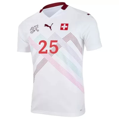 Damen Schweizer Fussballnationalmannschaft Eray Comert #25 Auswärtstrikot Weiß 2021 Trikot