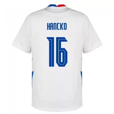 Kinder Slowakische Fussballnationalmannschaft David Hancko #16 Auswärtstrikot Dunkelblau 2021 Trikot