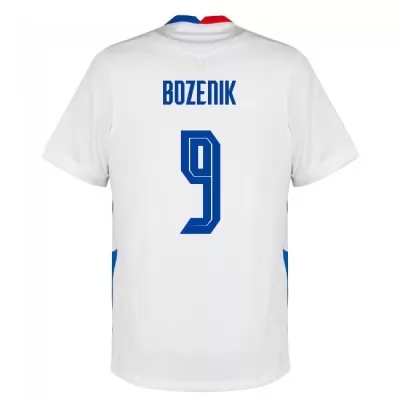 Herren Slowakische Fussballnationalmannschaft Robert Bozenik #9 Auswärtstrikot Dunkelblau 2021 Trikot