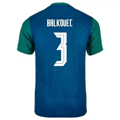 Herren Slowenische Fussballnationalmannschaft Jure Balkovec #3 Auswärtstrikot Weiß 2021 Trikot