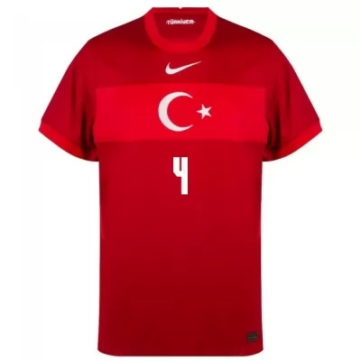 Kinder Türkische Fussballnationalmannschaft Caglar Soyuncu #4 Auswärtstrikot Weiß 2021 Trikot
