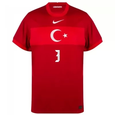 Herren Türkische Fussballnationalmannschaft Merih Demiral #3 Auswärtstrikot Weiß 2021 Trikot