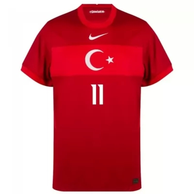 Herren Türkische Fussballnationalmannschaft Yusuf Yazici #11 Auswärtstrikot Weiß 2021 Trikot