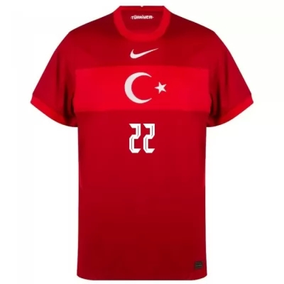 Damen Türkische Fussballnationalmannschaft Kaan Ayhan #22 Auswärtstrikot Weiß 2021 Trikot
