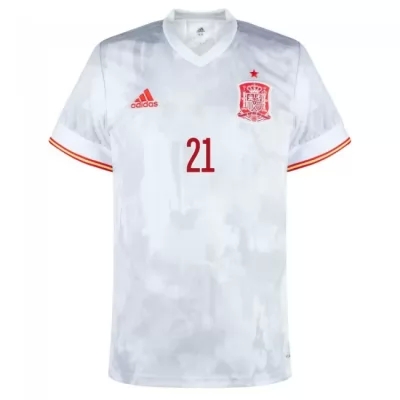 Kinder Spanische Fussballnationalmannschaft Mikel Oyarzabal #21 Auswärtstrikot Rot 2021 Trikot