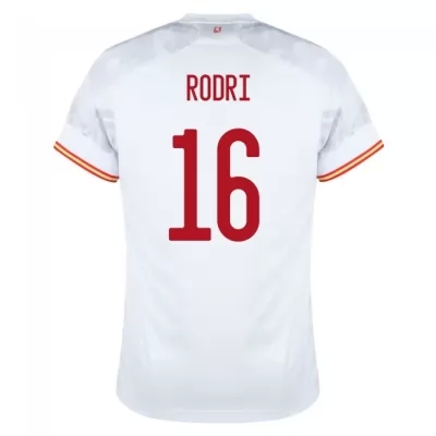 Damen Spanische Fussballnationalmannschaft Rodri #16 Auswärtstrikot Rot 2021 Trikot