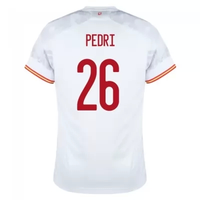 Kinder Spanische Fussballnationalmannschaft Pedri #26 Auswärtstrikot Rot 2021 Trikot