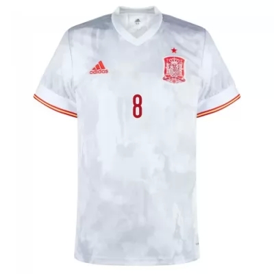 Kinder Spanische Fussballnationalmannschaft Koke #8 Auswärtstrikot Rot 2021 Trikot