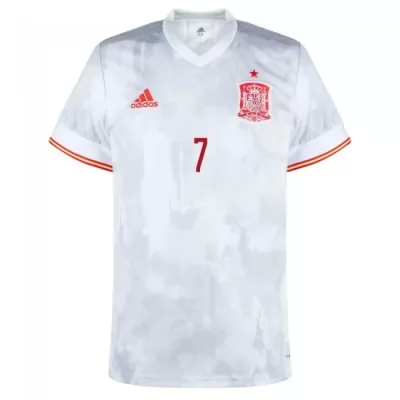 Damen Spanische Fussballnationalmannschaft Alvaro Morata #7 Auswärtstrikot Rot 2021 Trikot
