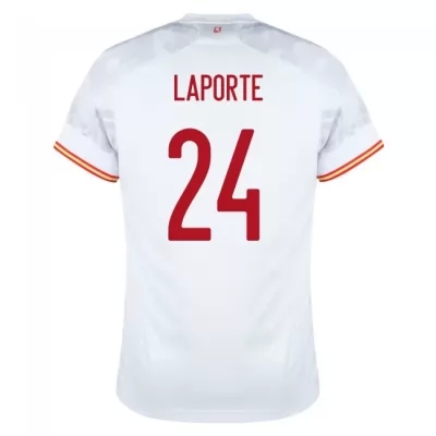 Herren Spanische Fussballnationalmannschaft Aymeric Laporte #24 Auswärtstrikot Rot 2021 Trikot