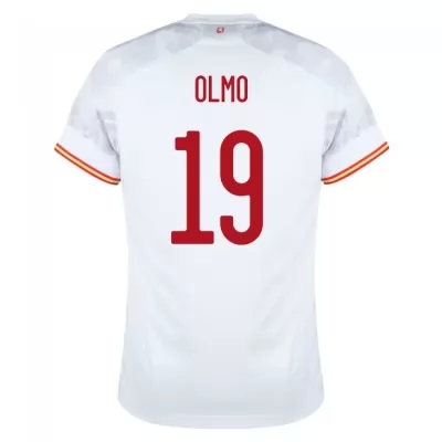 Kinder Spanische Fussballnationalmannschaft Dani Olmo #19 Auswärtstrikot Rot 2021 Trikot