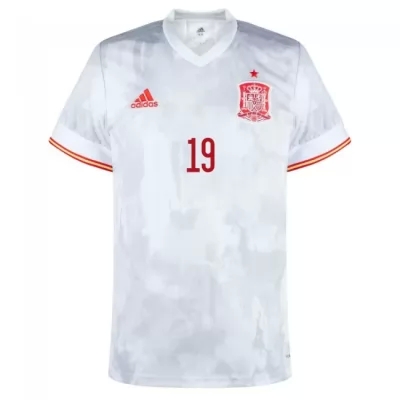 Kinder Spanische Fussballnationalmannschaft Dani Olmo #19 Auswärtstrikot Rot 2021 Trikot