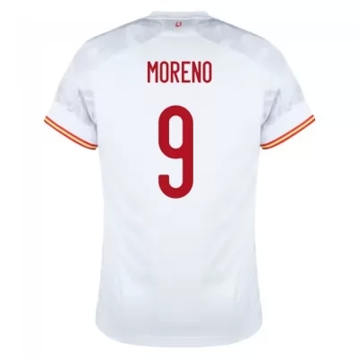 Kinder Spanische Fussballnationalmannschaft Gerard Moreno #9 Auswärtstrikot Rot 2021 Trikot