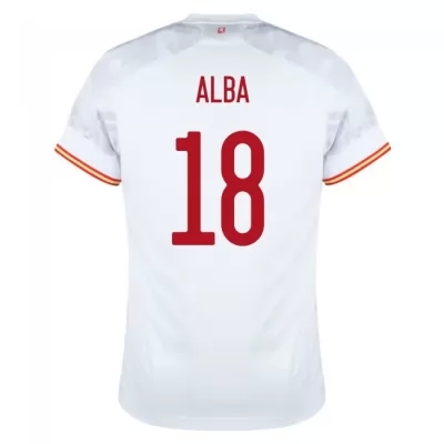 Kinder Spanische Fussballnationalmannschaft Jordi Alba #18 Auswärtstrikot Rot 2021 Trikot