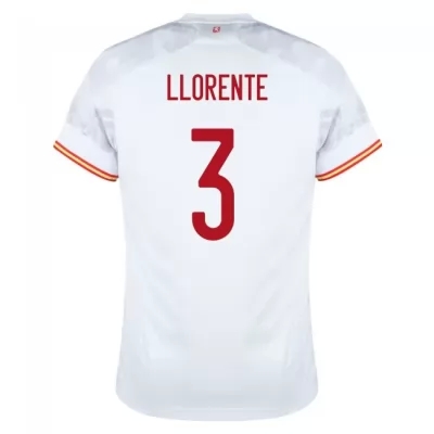 Herren Spanische Fussballnationalmannschaft Diego Llorente #3 Auswärtstrikot Rot 2021 Trikot